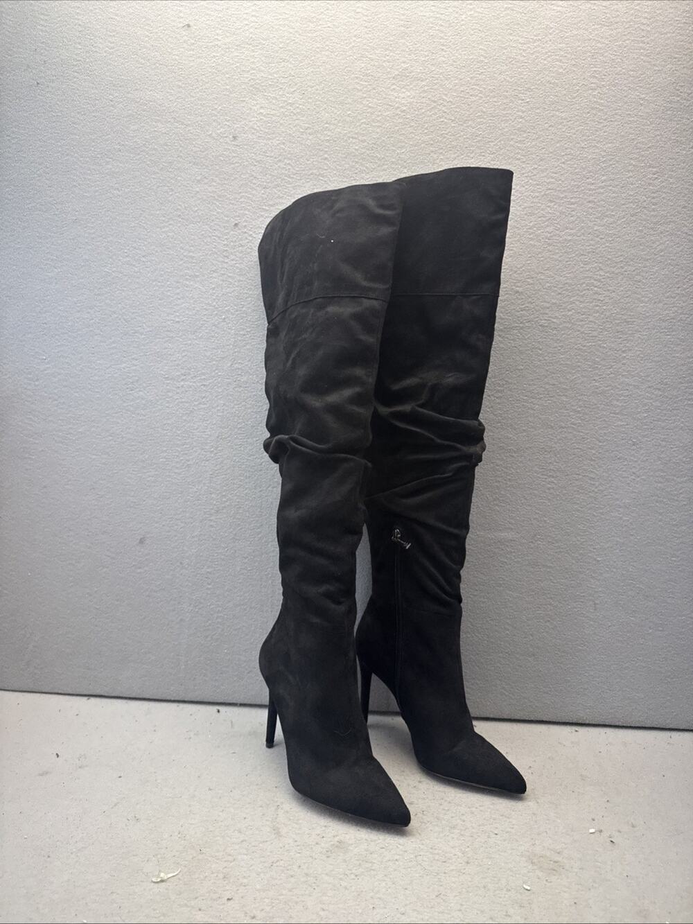 Jessica Simpson Womens 8M Black Suede Over Knee Boots Stiletto Heel Pointed Toe
